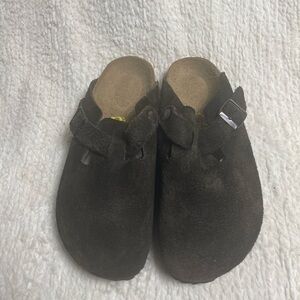 Birkenstock Dark Brown Suede Mules